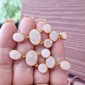 Pink Druzy Earrings 14kgp
